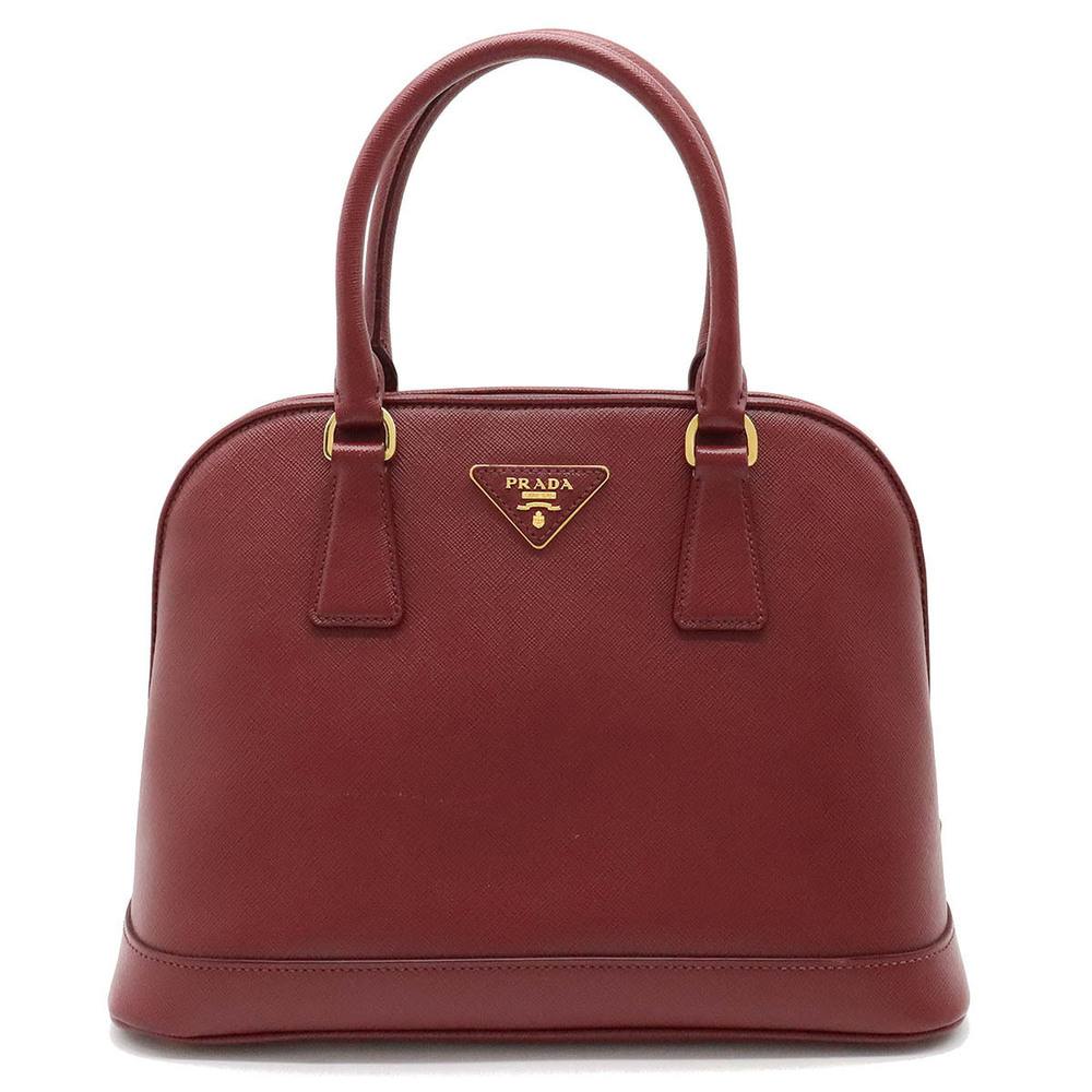 Prada handbag dome Saffiano leather Burgundy Red shoulder strap